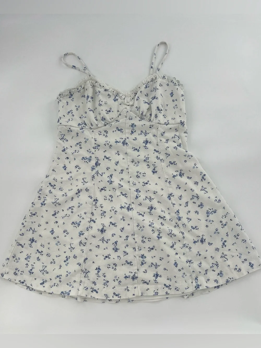 Trixxi White Slip Dress with Blue Floral Print